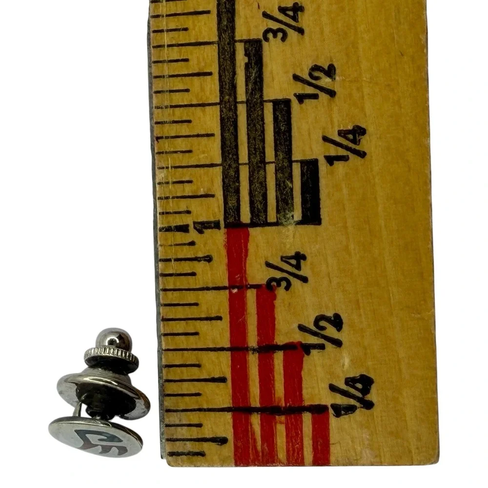 Vintage Tie Tack Sterling Silver Zuni Chip Inlay Turquoise Coral